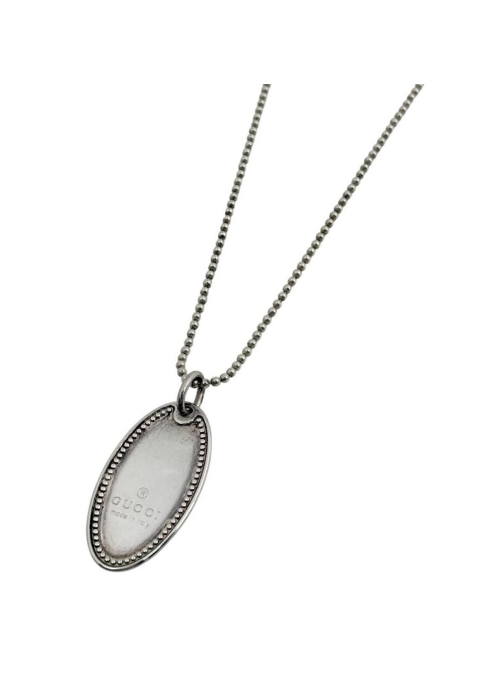 Gucci Oval Plate Necklace 925 Sterling Silver